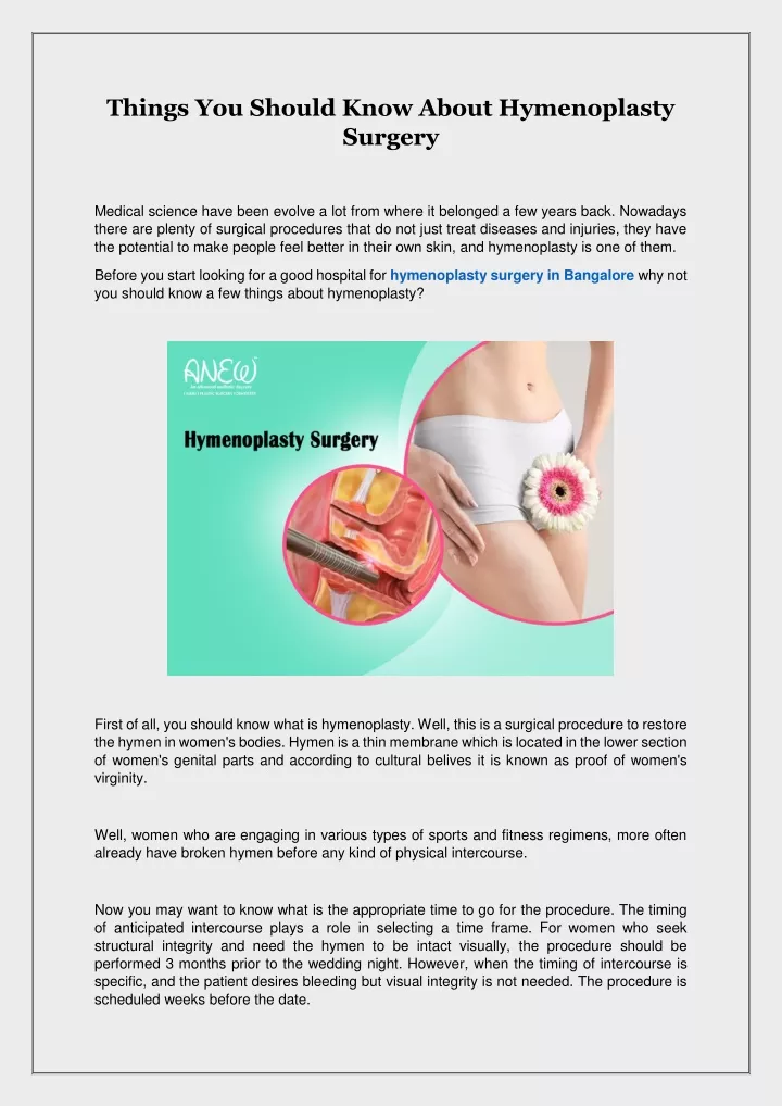 things you should know about hymenoplasty surgery