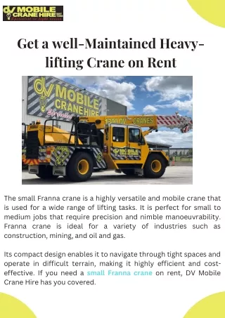 Get a well-Maintained Heavy-lifting Crane on Rent