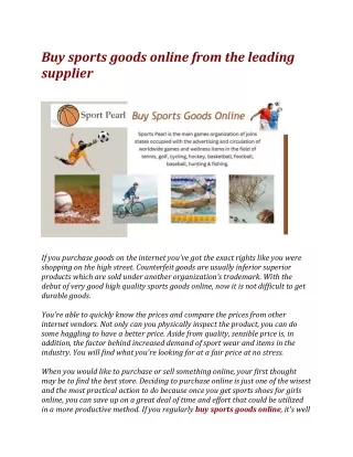 Buy sports goods online from the leading supplier