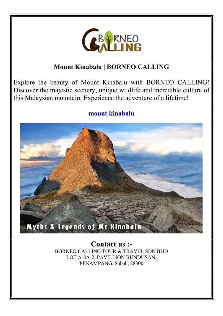 mount kinabalu borneo calling