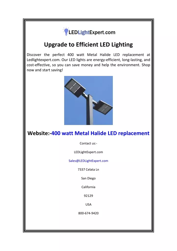 upgrade to efficient led lighting