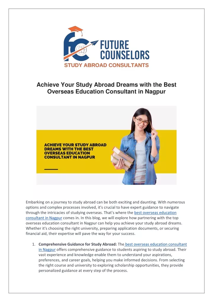 achieve your study abroad dreams with the best