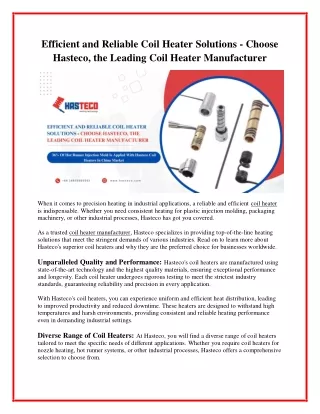 High-Quality Cartridge Heaters: Leading Cartridge Heater Manufacturer