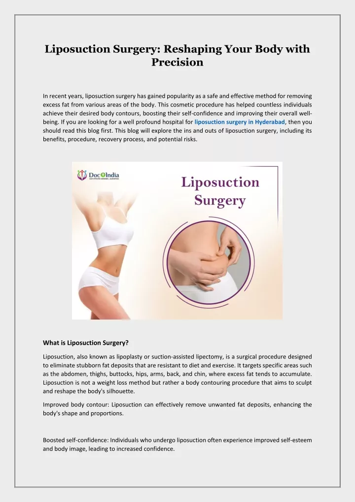 liposuction surgery reshaping your body with