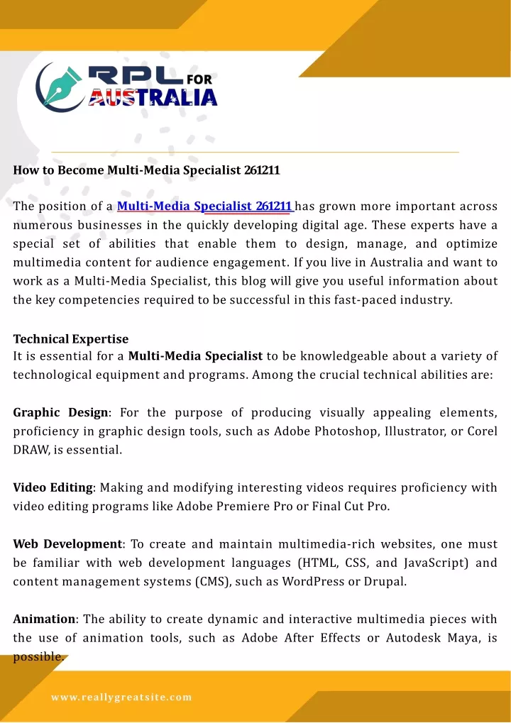 how to become multi media specialist 261211