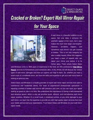 Cracked or Broken. Expert Wall Mirror Repair for Your Space