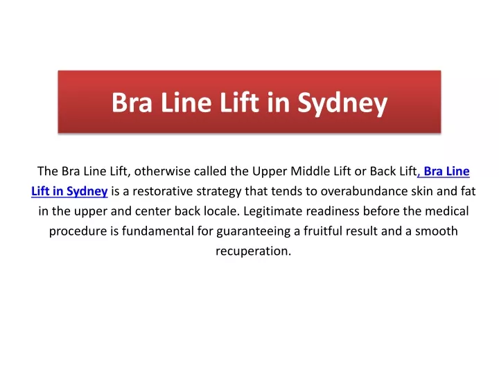 bra line lift in sydney