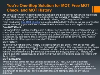 You’re One-Stop Solution for MOT, Free MOT Check, and MOT History