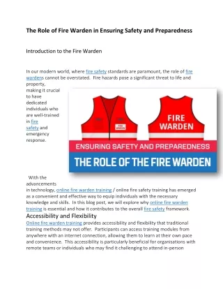 The Role of Fire Warden in Ensuring Safety and Preparedness