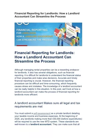 Financial Reporting for Landlords: How a Landlord Accountant Can Streamline the