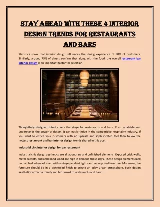 Stay ahead with these 4 interior design trends for restaurants and bars