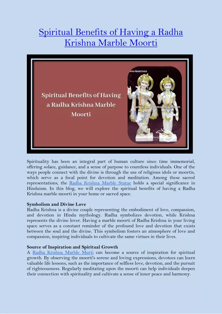 spiritual benefits of having a radha krishna