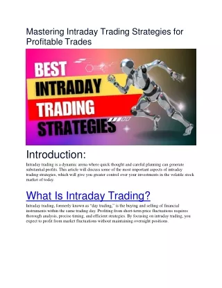 Mastering Intraday Trading Strategies for Profitable Trades