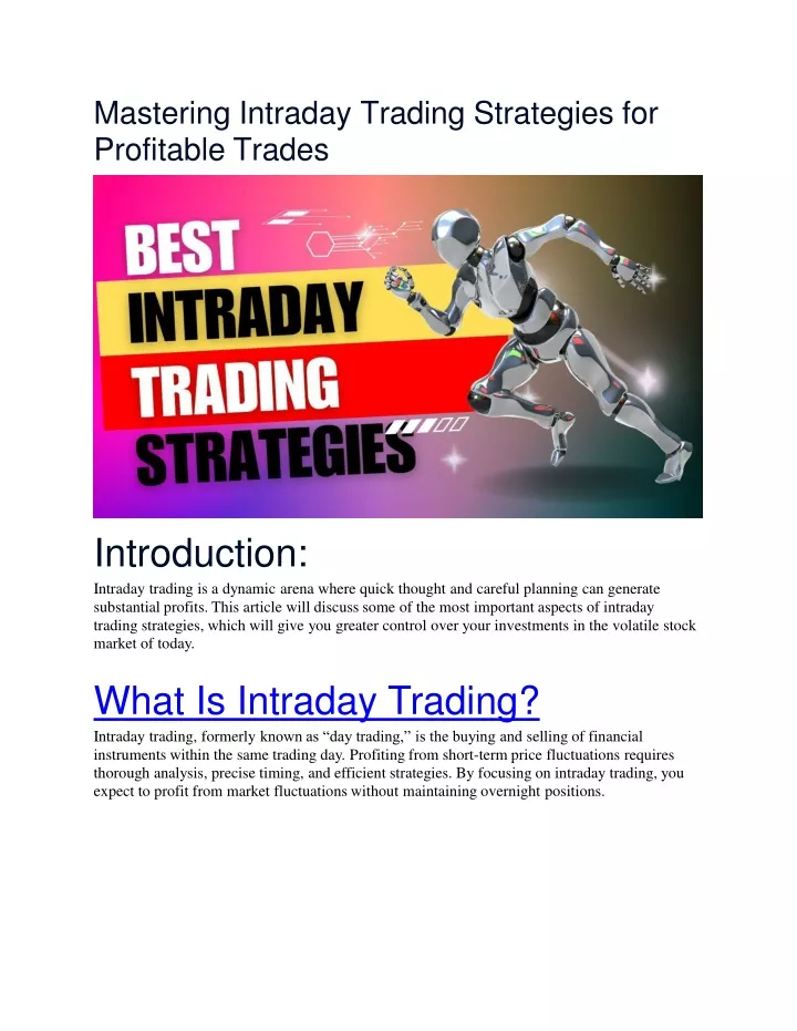 mastering intraday trading strategies for profitable trades