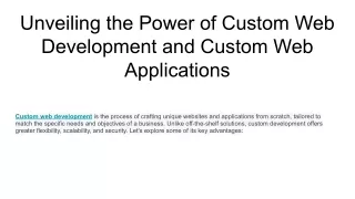 unveiling the power of custom web development