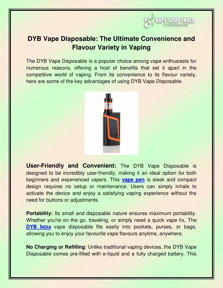 dyb vape disposable the ultimate convenience