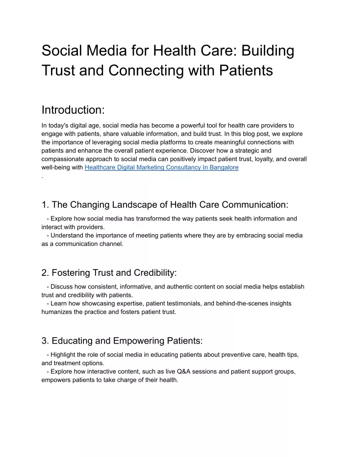 social media for health care building trust