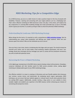 NDIS Marketing Tips for a Competitive Edge
