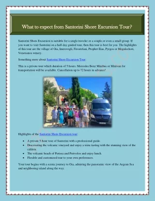 What to expect from Santorini Shore Excursion Tour?