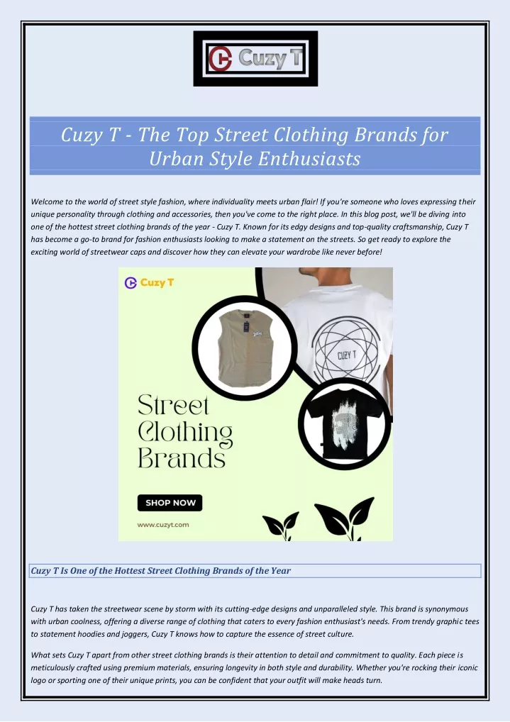 cuzy t the top street clothing brands for urban