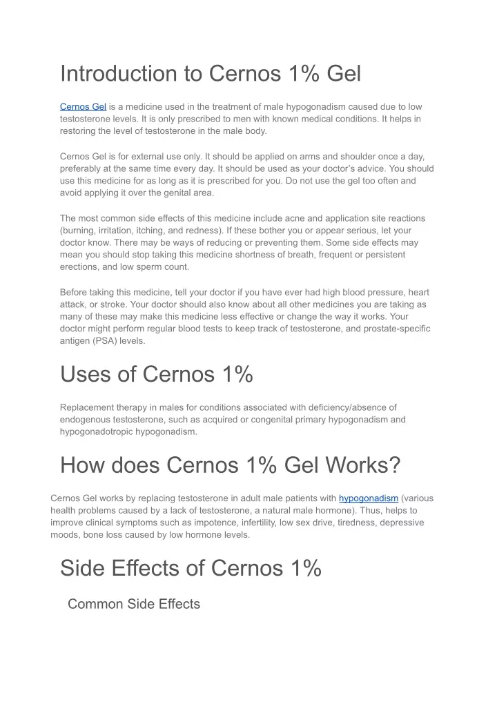 introduction to cernos 1 gel