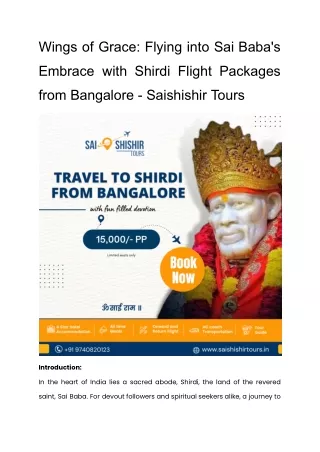 Wings of Grace_ Flying into Sai Baba's Embrace with Shirdi Flight Packages from Bangalore - Saishishir Tours