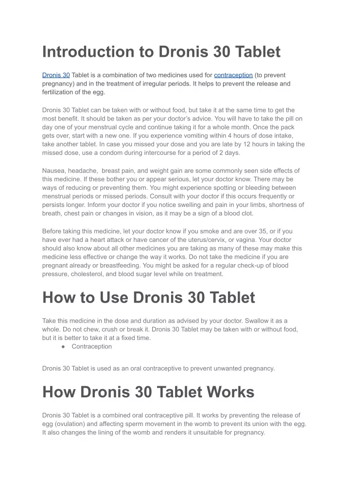 introduction to dronis 30 tablet