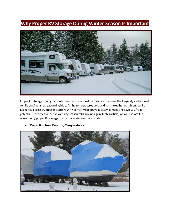 why proper rv storage during winter season