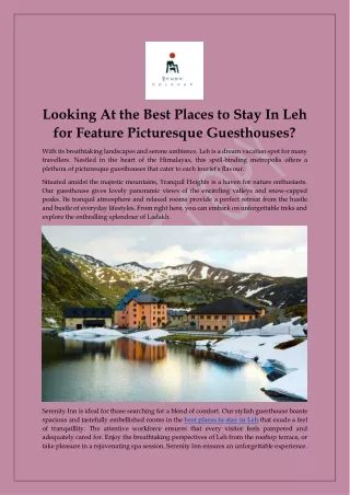 Looking At the Best Places To Stay In Leh For Feature Picturesque Guesthouses- blog