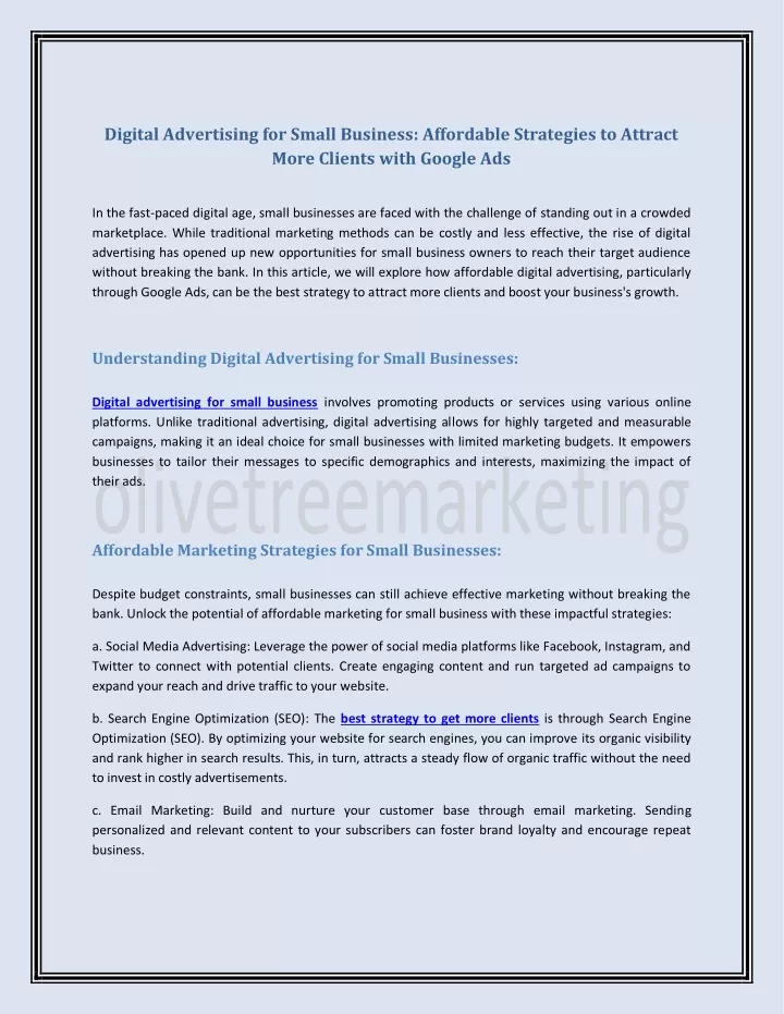 digital advertising for small business affordable