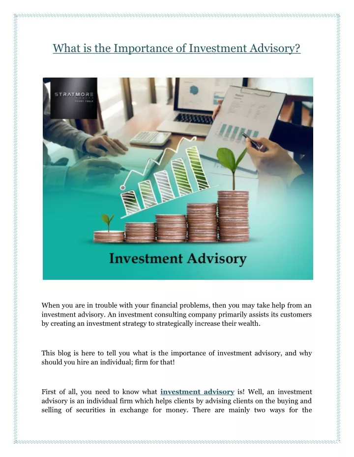 what is the importance of investment advisory
