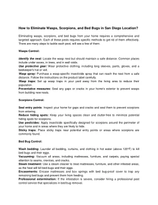 how to eliminate wasps scorpions and bed bugs