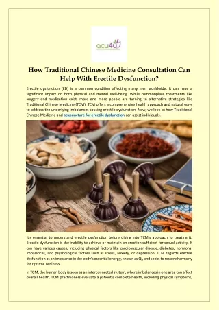 How Traditional Chinese Medicine Consultation Can Help With Erectile Dysfunction-blog