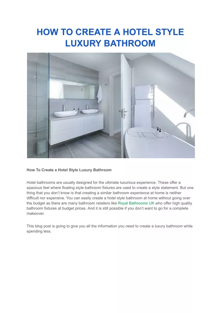 how to create a hotel style luxury bathroom