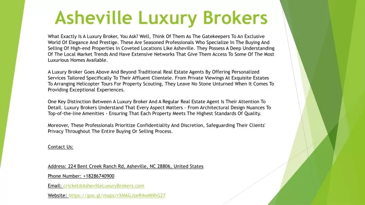 asheville luxury brokers