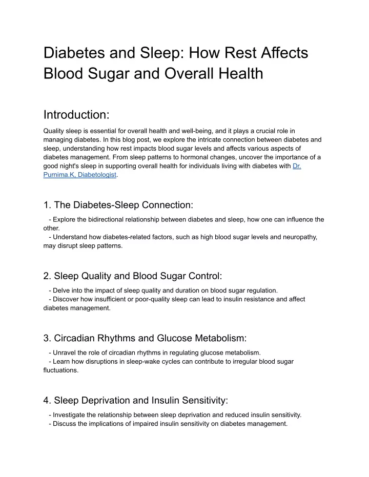 diabetes and sleep how rest affects blood sugar