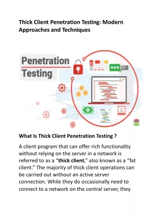 Thick Client Penetration Testing Modern Approaches and Techniques