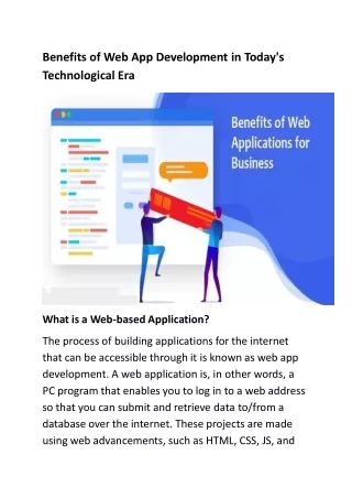 The Benefits of Web App Development in Today's Technological Era