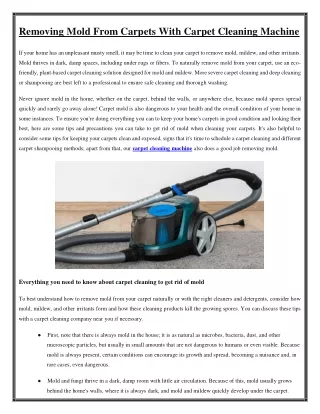removing mold from carpets with carpet cleaning