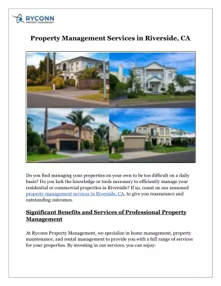 Property Management Services in Riverside, CA