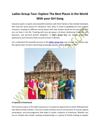 Ladies Group Tour - Explore The Best Places in the World With your Girl Gang