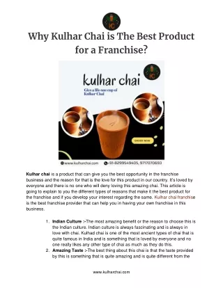 Why Kulhar Chai is The Best Product for a Franchise?