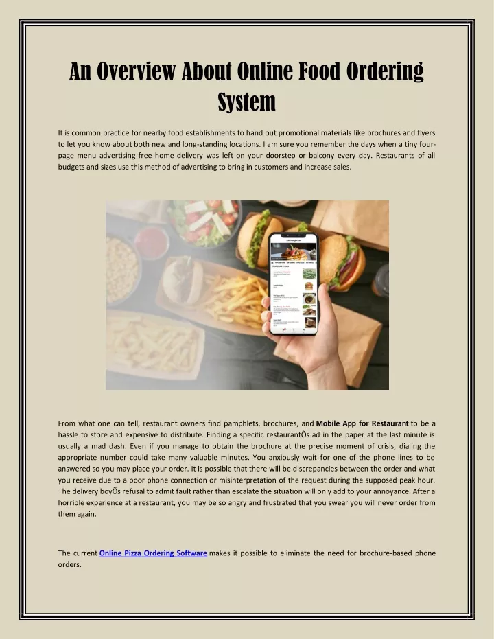 an overview about online food ordering system