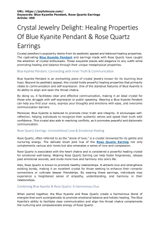 Crystal Jewelry Delight: Healing Properties Of Blue Kyanite Pendant & Rose Quart