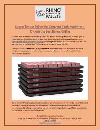 Strong Timber Pallets for Concrete Block Machines  Choose the Best Range Online