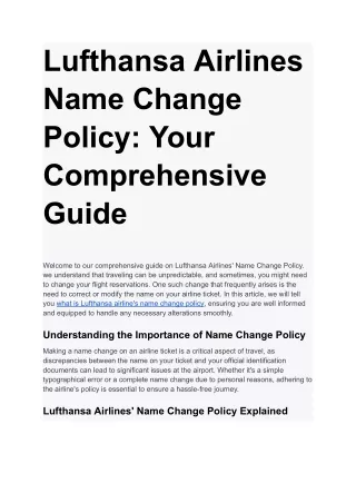 Lufthansa Airlines Name Change Policy_ Your Comprehensive Guide