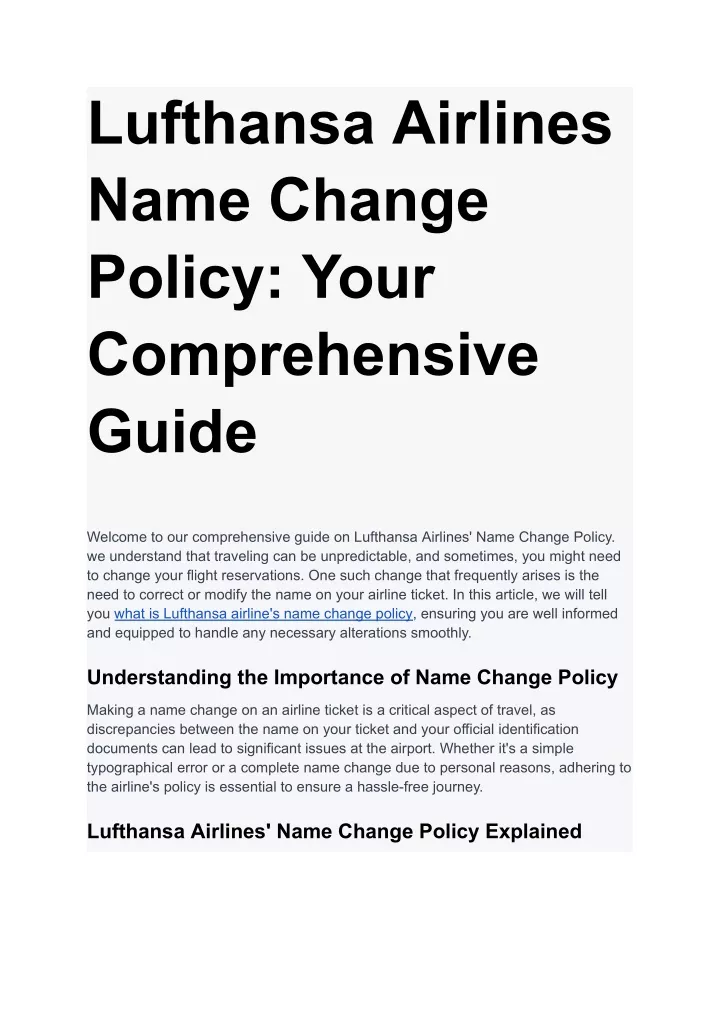 lufthansa airlines name change policy your