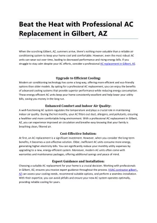 Beat the Heat with Professional AC Replacement in Gilbert