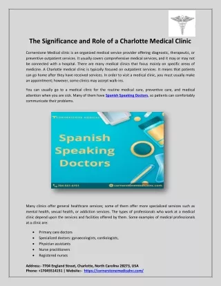 The Significance and Role of a Charlotte Medical Clinic