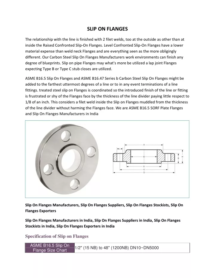 slip on flanges